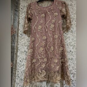 Pakistani and Indian Embroidered net 2 pieces  dress with pearl and stone